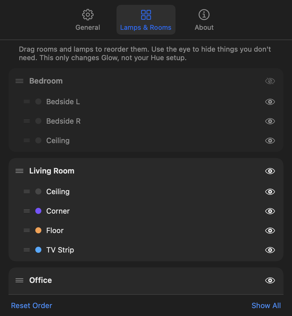 Lamps & Rooms in Settings