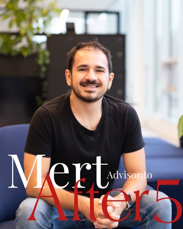 After5's announcement card welcoming Mert Erbil as advisor