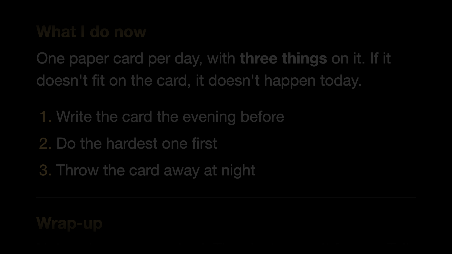 Paused notes dimmed down on the TV